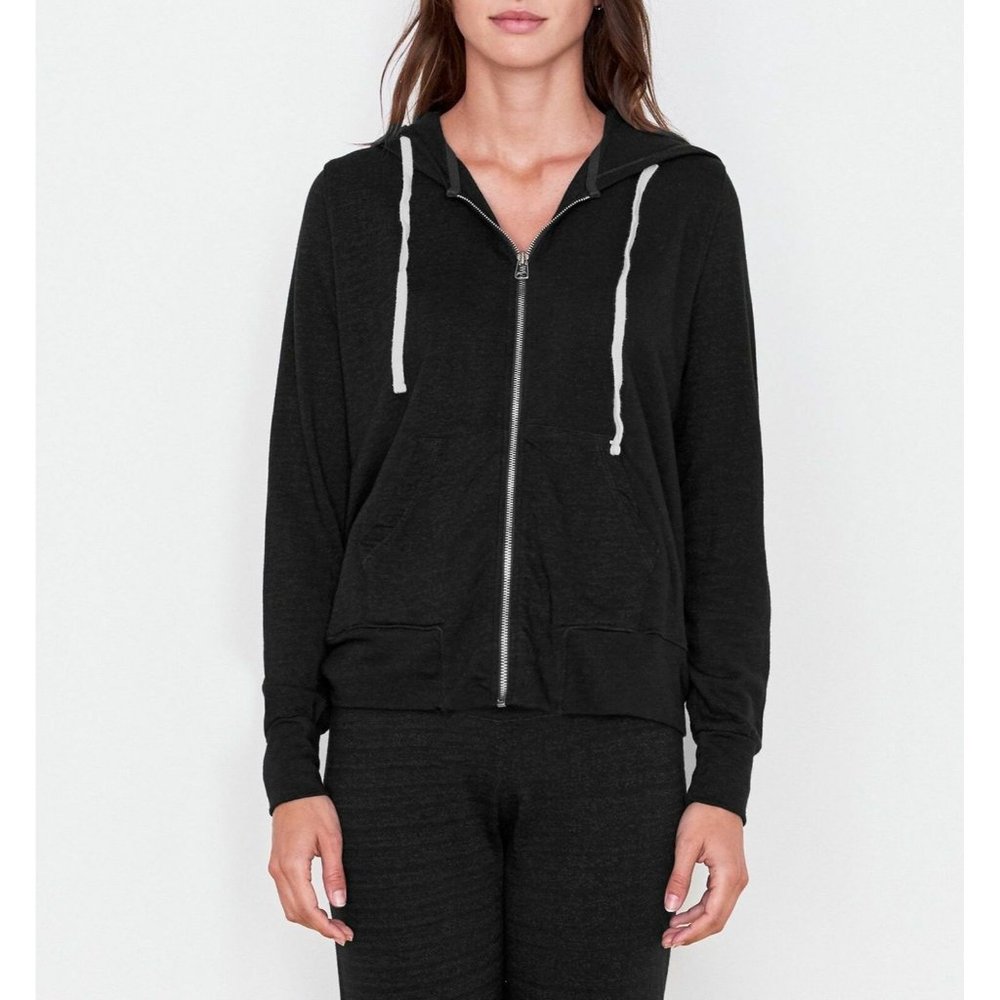 Sundry Anthropologie Size Small 1 Zip Hoodie French Terry Jacket in Black NEW - Picture 11 of 12